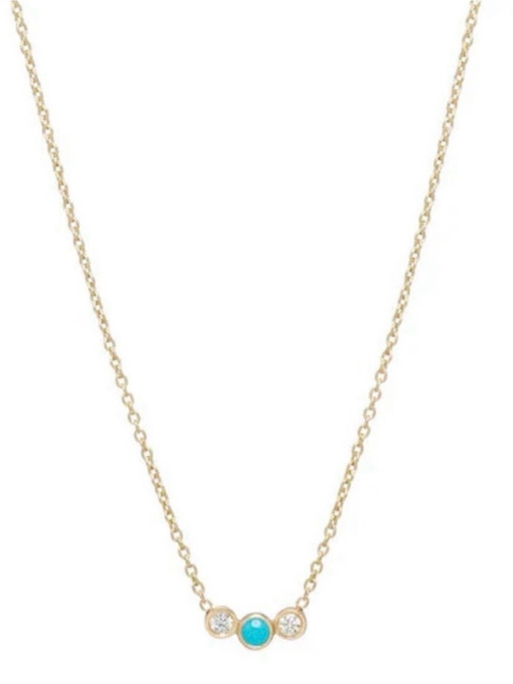 Zoe Chicco 14kt Gold Necklace with Sleeping Beauty Turquoise and 2 Diamond’s